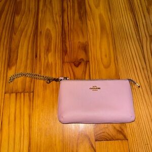 Pink leather coach wallet (used)